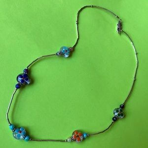 Sterling silver Italian glass necklace 18 inches